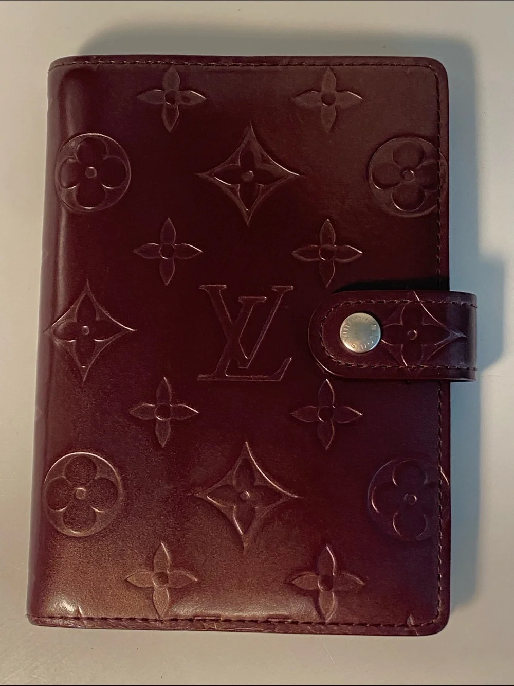 Vintage Louis Vuitton Matte Vernis Agenda PM In Burgundy COA - Picture 4 of 12